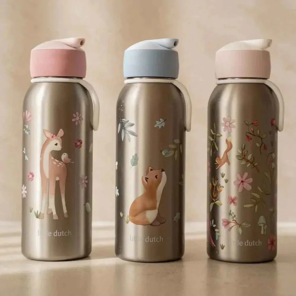 Little Dutch® Dječja bočica od nehrđajućeg čelika s flip-up nastavkom Fairy Garden 350 ml