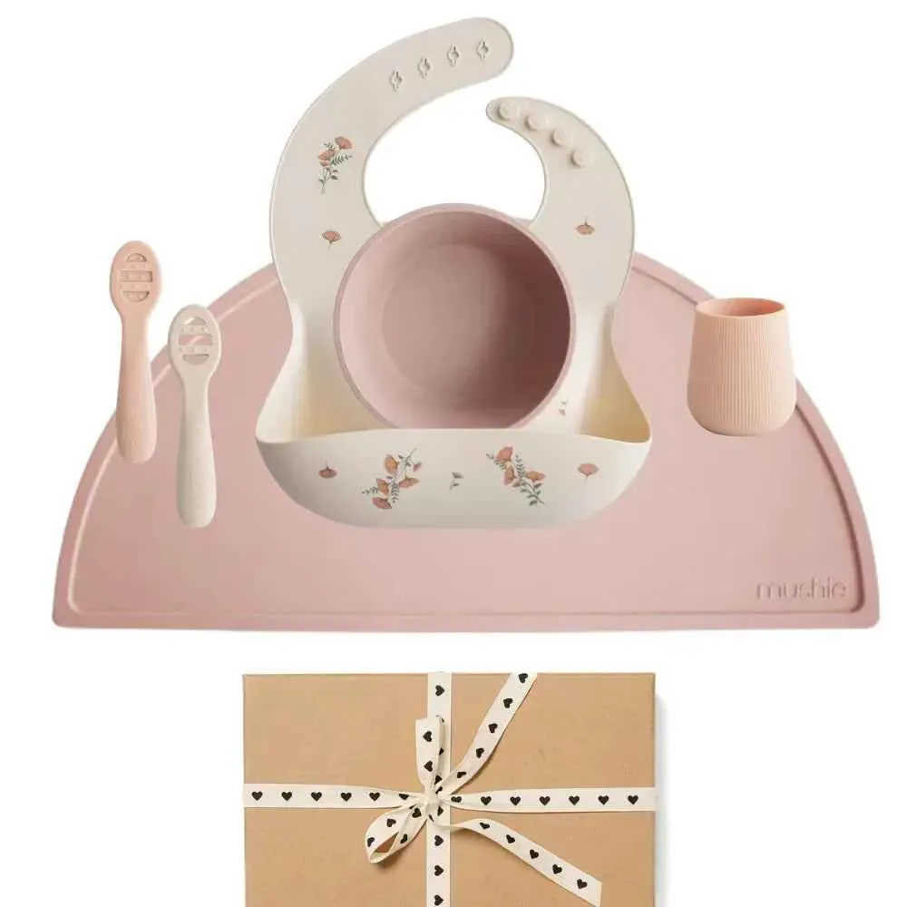 Mushie® Komplet za prvo hranjenje Blush