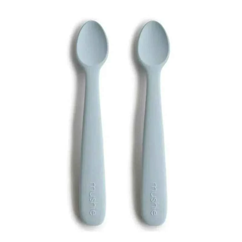Mushie® Set dvi silikonske žlice Powder Blue