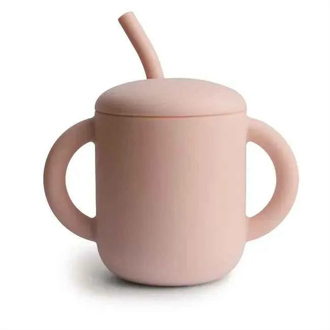 Mushie® Silikonska čšica sa slamkom Blush
