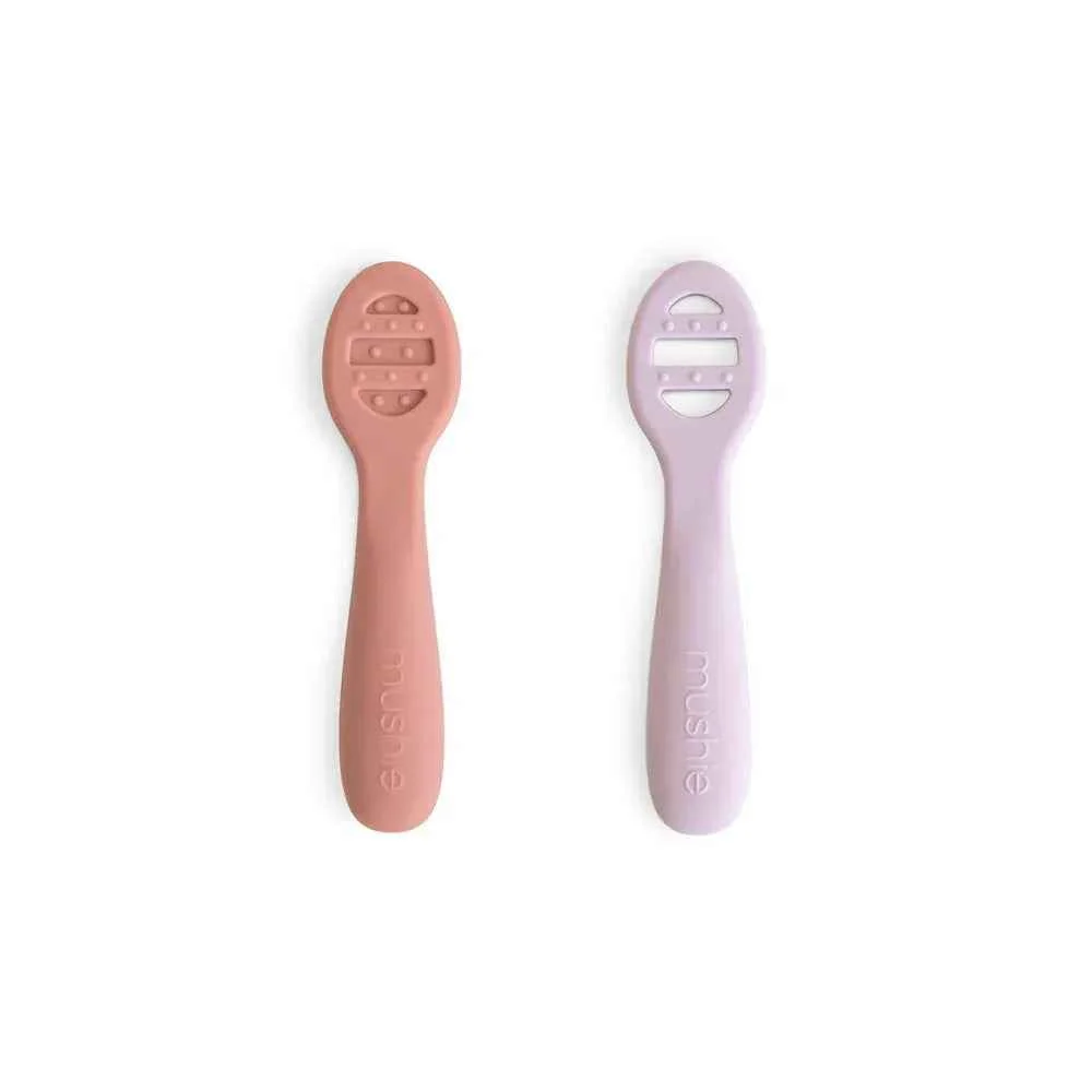 Mushie® Silikonske žlice za hranjenje Blush/Shifting Sand