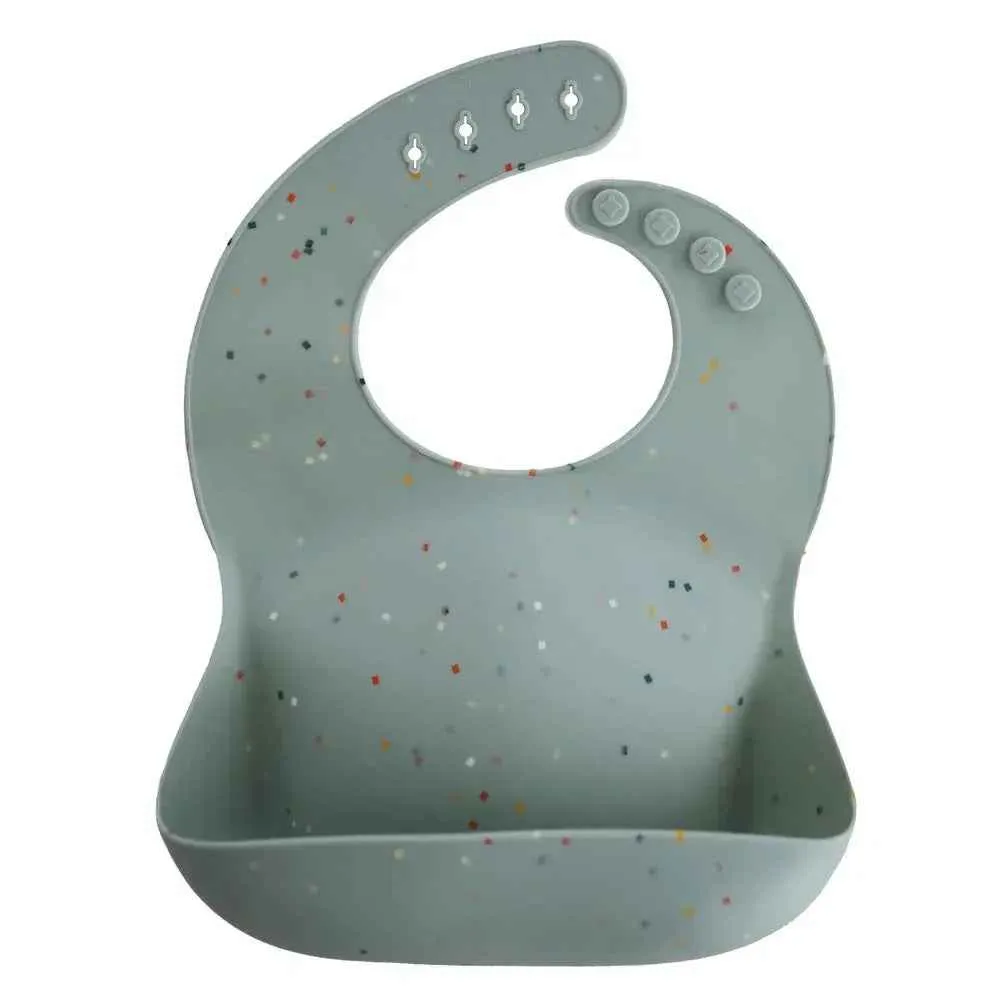 Mushie® Silikonski podbradnjak Cambridge Blue Confetti