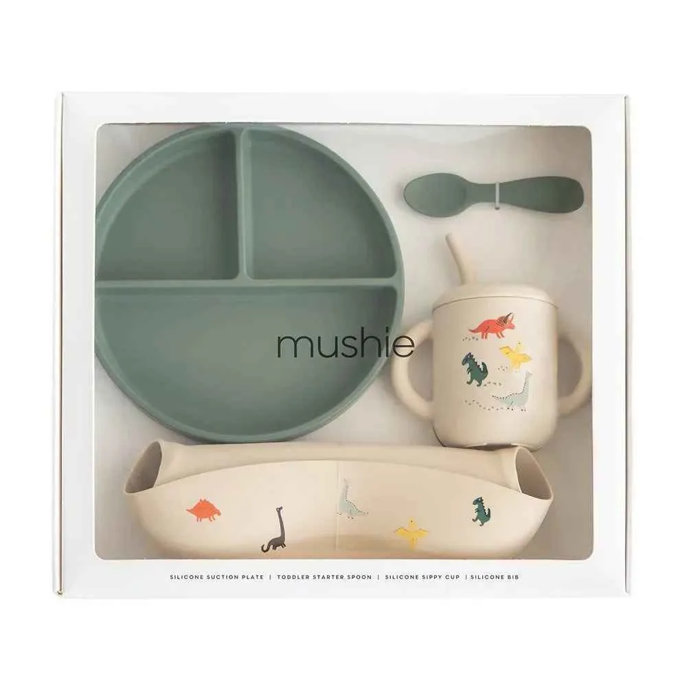 Mushie® Silikonski set za hranjenje Dinosaurs