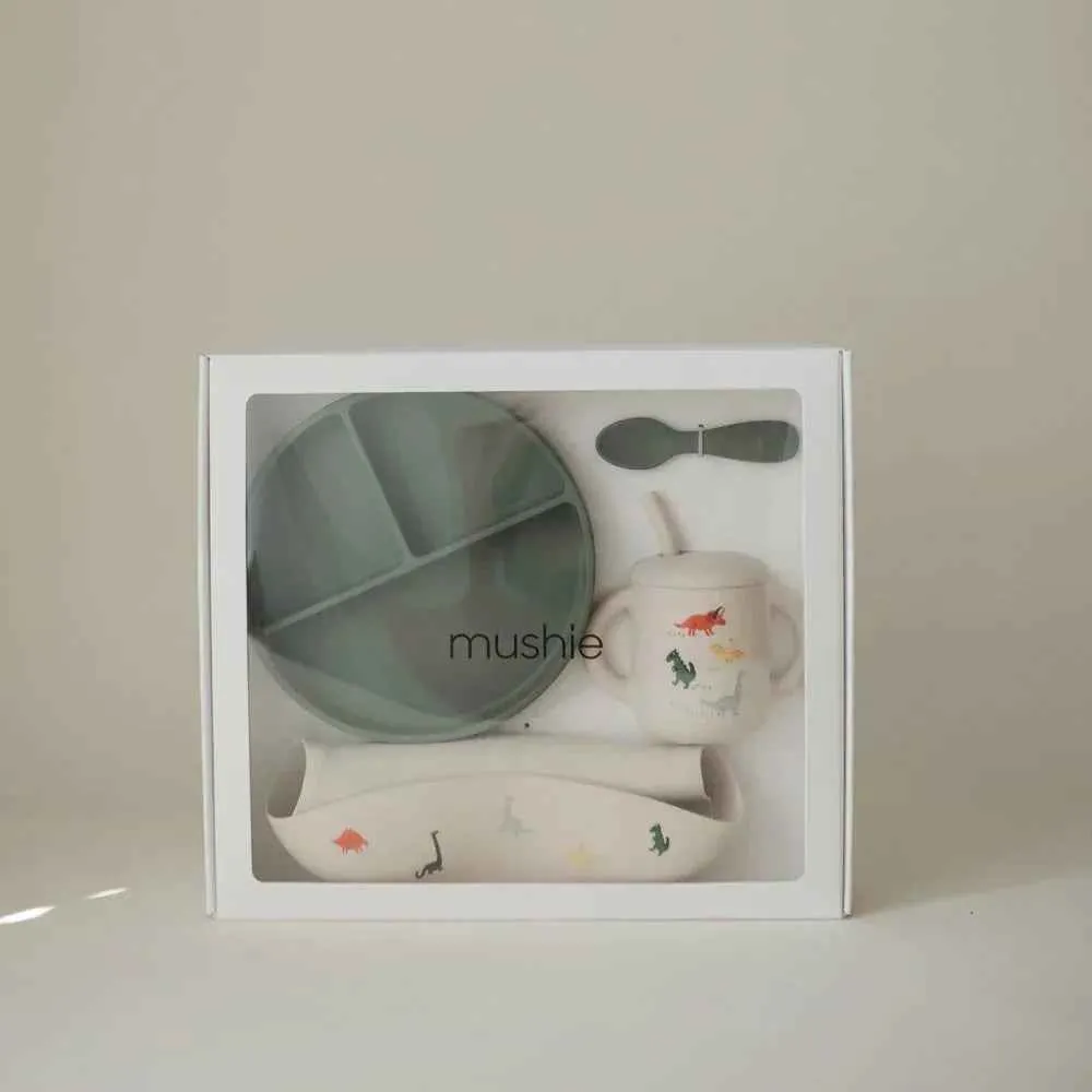 Mushie® Silikonski set za hranjenje Dinosaurs