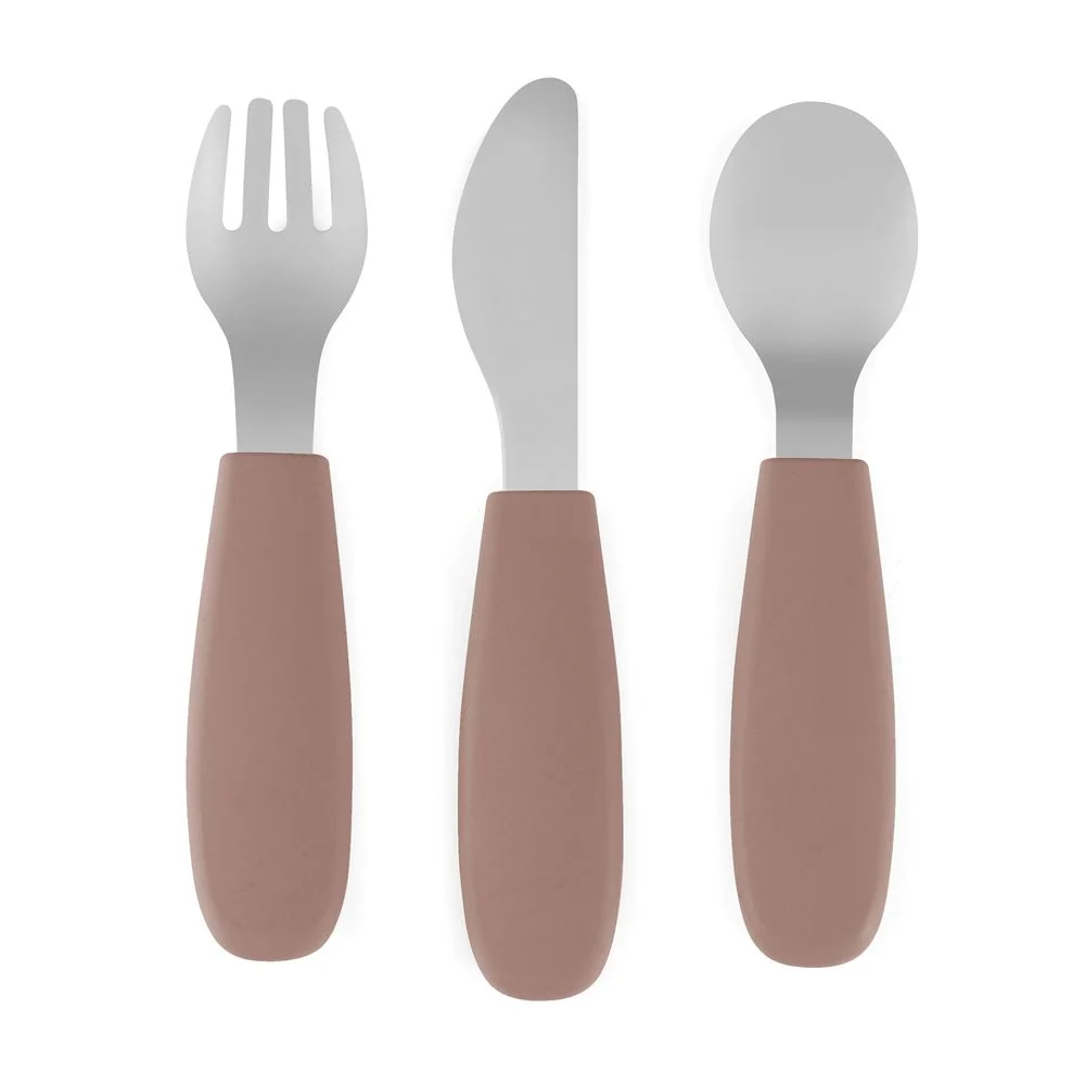 PETITE&MARS Set pribora za jelo od nehrđajućeg čelika sa silikonskom ručkom 12 m+ Take&Match, Velvet Latte