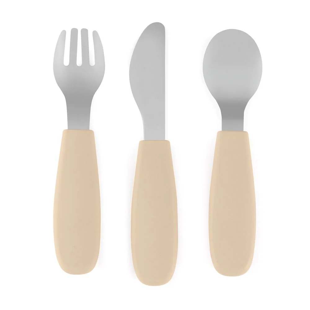 PETITE&MARS Set pribora za jelo od nehrđajućeg čelika sa silikonskom ručkom 12 m+ Take&Match, Desert Sand