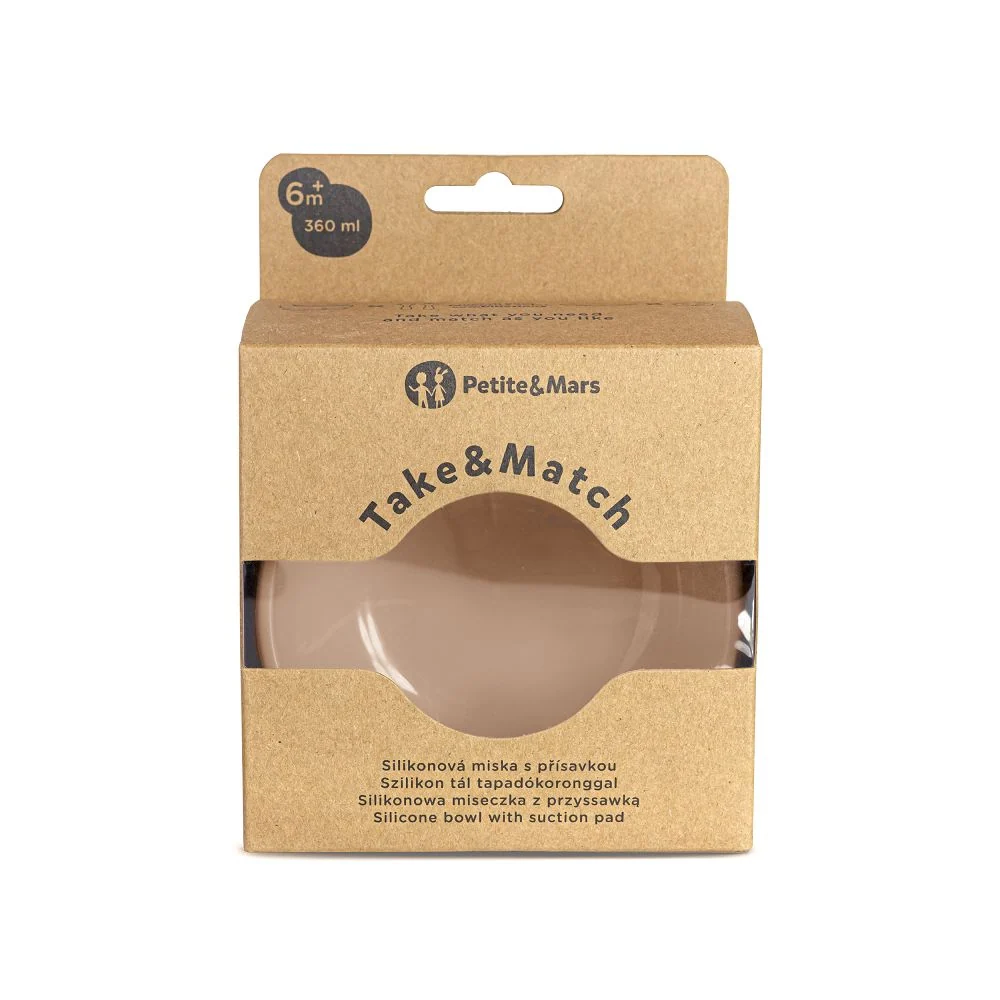 PETITE&MARS Silikonska zdjelica s vakuumom 360 ml Take&Match 6 m+, Velvet Latte