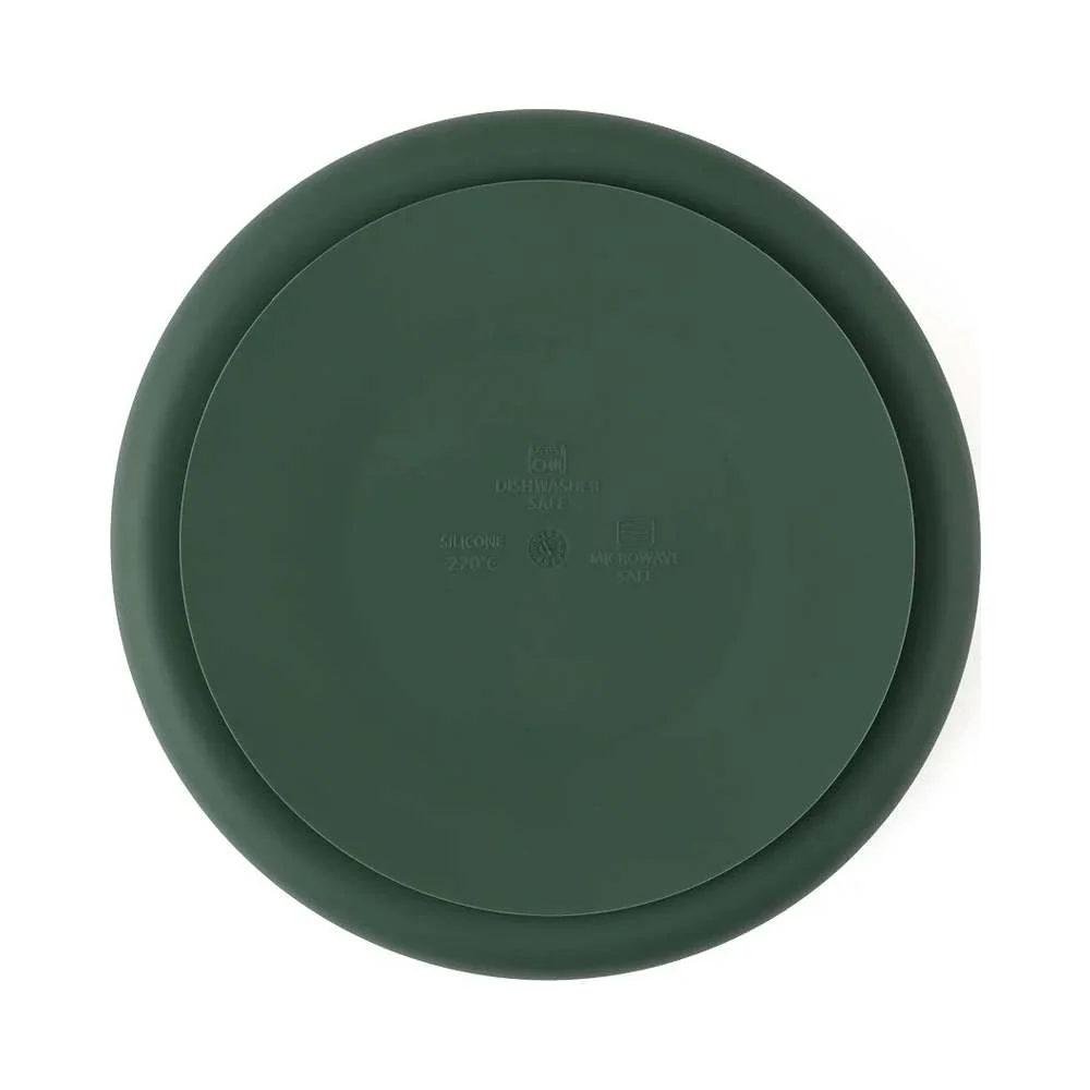 PETITE&MARS Silikonski okrugli tanjur s odjeljcima i vakuumom 6 m+ Take&Match, Misty Green