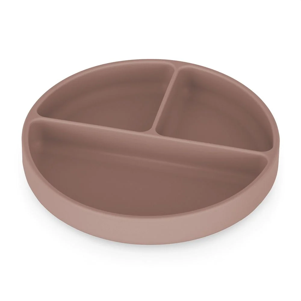 PETITE&MARS Silikonski okrugli tanjur s odjeljcima i vakuumom 6 m+ Take&Match, Velvet Latte