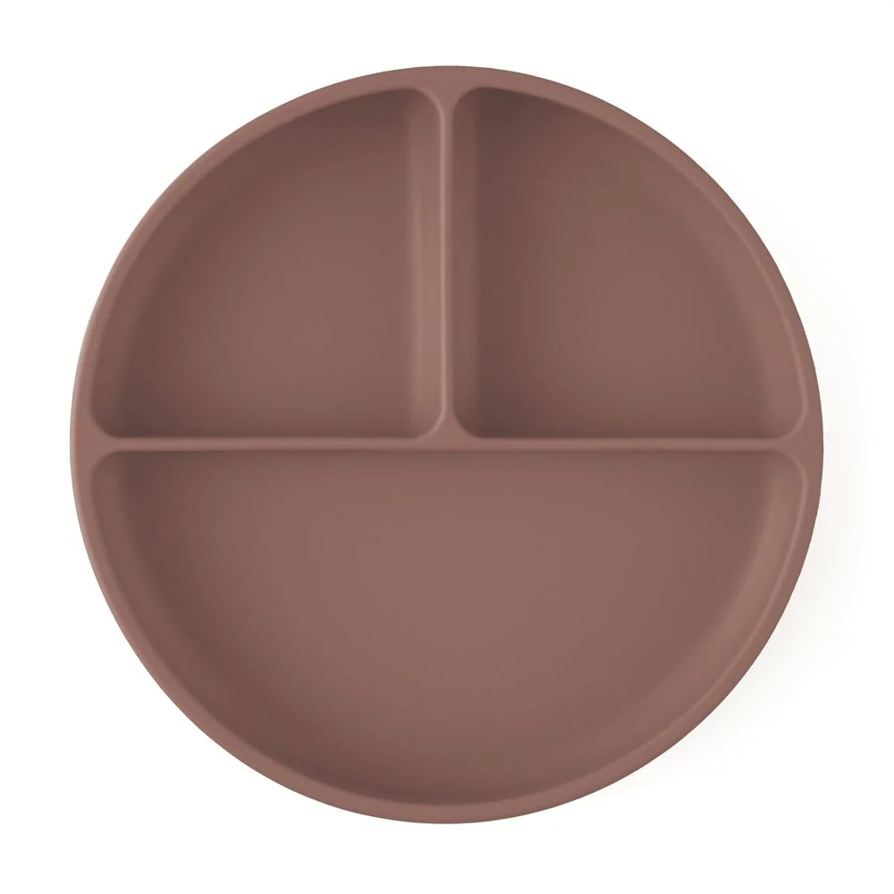 PETITE&MARS Silikonski okrugli tanjur s odjeljcima i vakuumom 6 m+ Take&Match, Velvet Latte