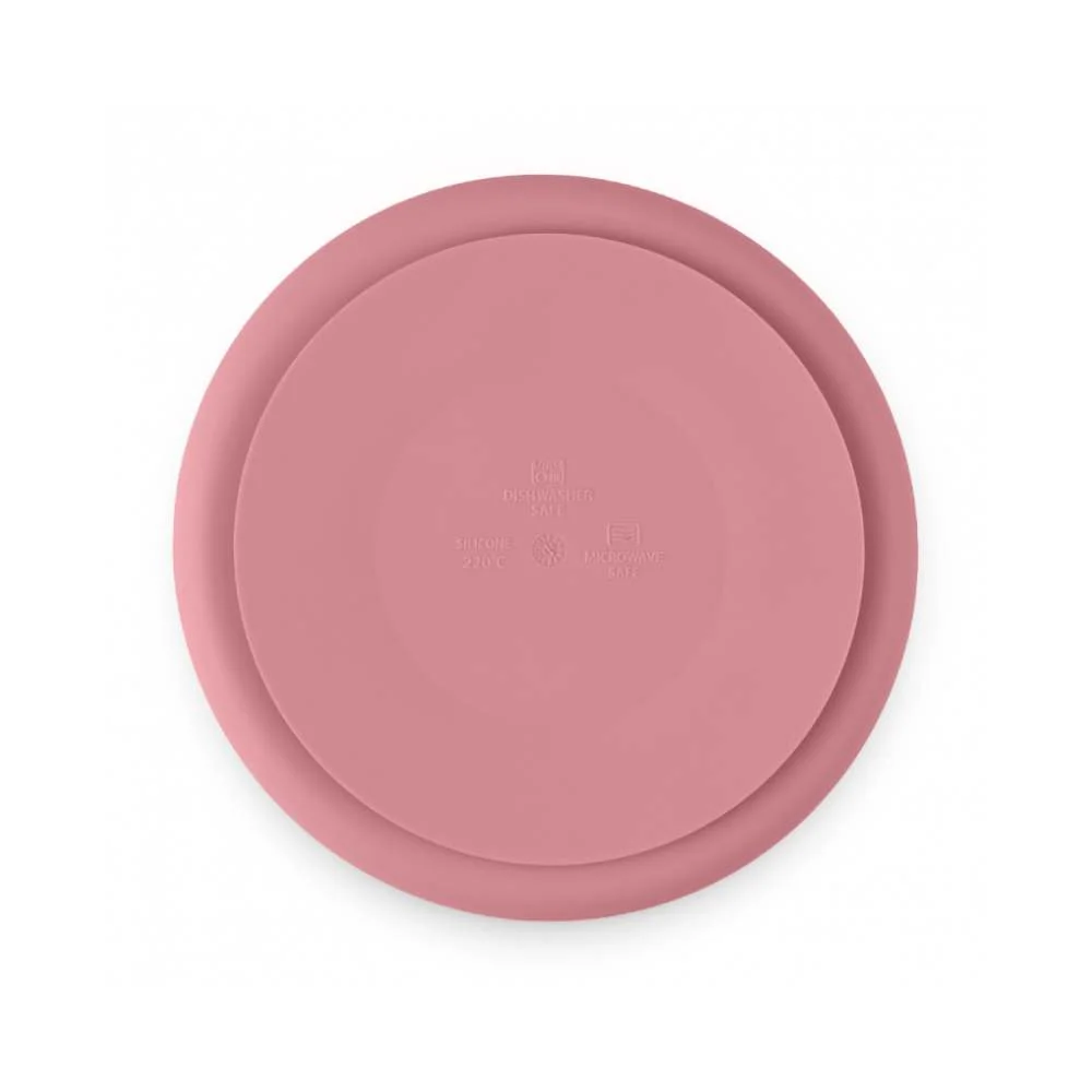 PETITE&MARS Silikonski okrugli tanjur s odjeljcima i vakuumom 6 m+ Take&Match, Dusty Rose