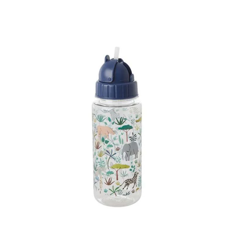 RICE Boca za piće s funkcijom slamke - Dusty Green Jungle - 500 ml.
