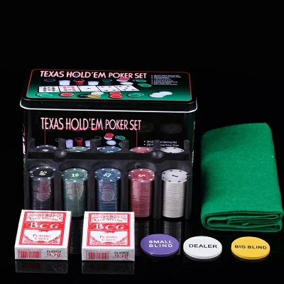 Kompletan Poker Set Texas Hold'em Zetoni i Karte u Metalnoj Kutiji