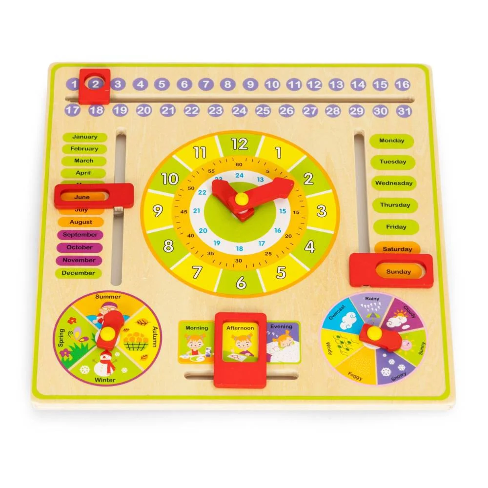 Ecotoys Drvena edukativna ploč kalendar na engleskom jeziku