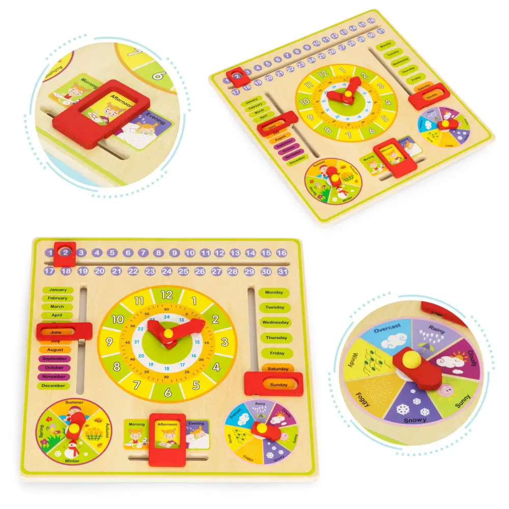 Ecotoys Drvena edukativna ploč kalendar na engleskom jeziku