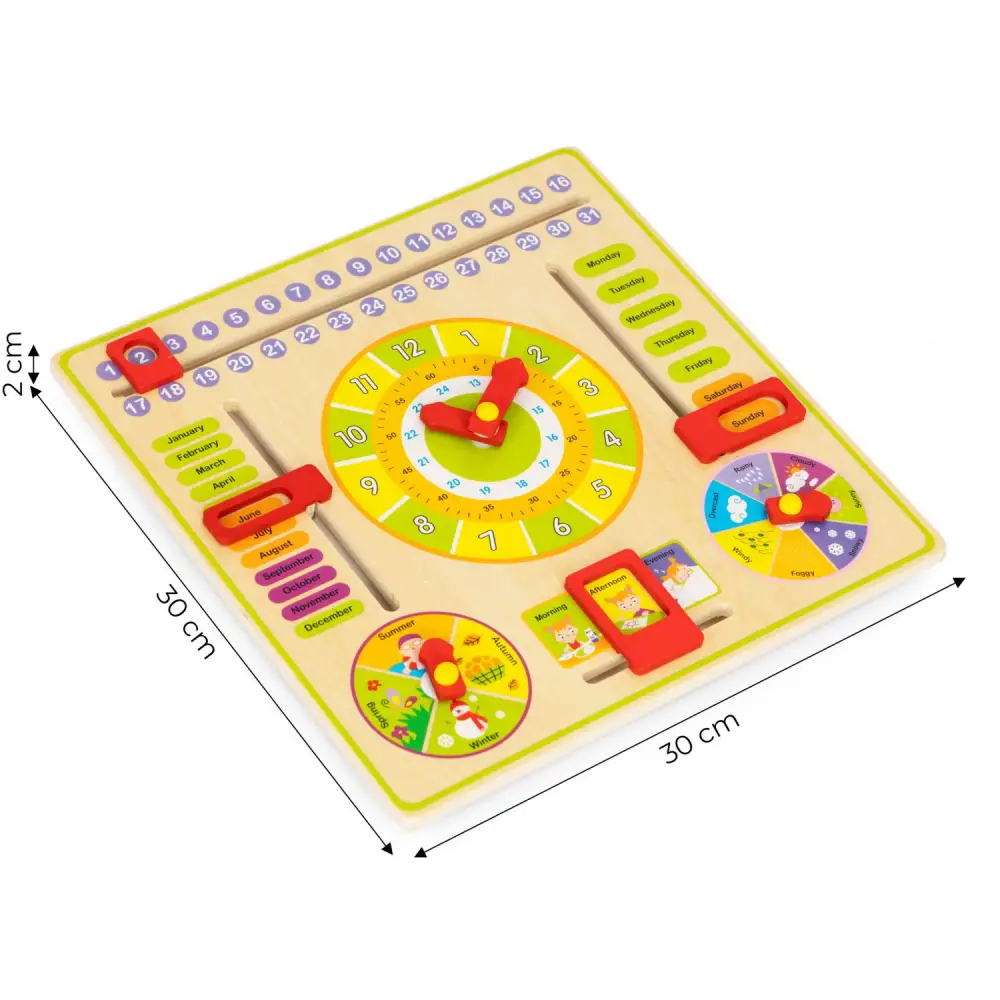 Ecotoys Drvena edukativna ploč kalendar na engleskom jeziku