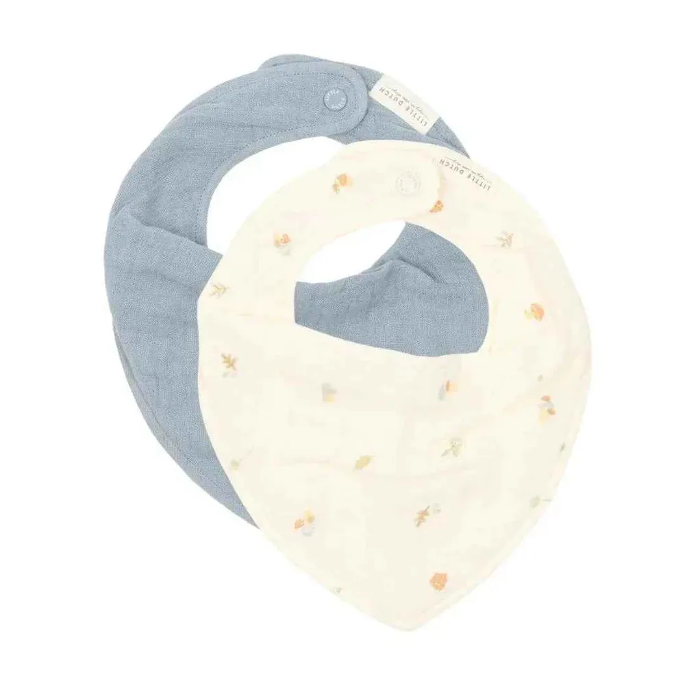 Little Dutch® Pamučne podbradnice Forest Treasures & Denim Blue 2 kom