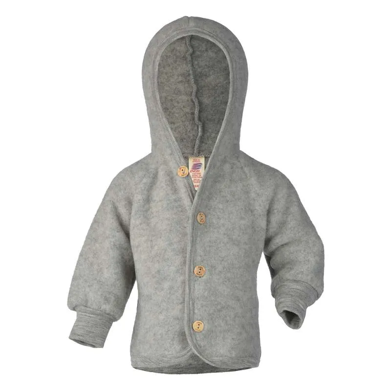 Engel Natur Baby Jakna - Vuna Fleece s. Kapuljačom - Siva Melanž