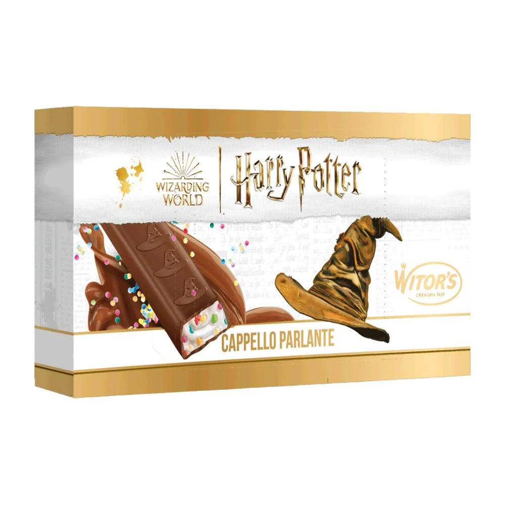 Harry Potter Mini Choco Bar Sorting Hat, mliječna čokoladna pločica s kremastim mliječnim punjenjem i pucketavim bombonima...