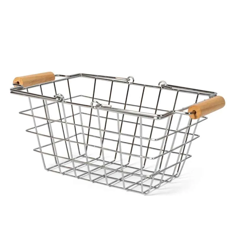 MaMaMeMo Metalna košara s drvenim ručkama