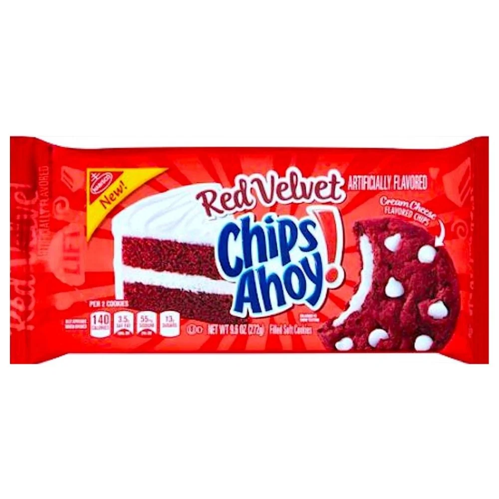 Chips Ahoy! Red Velvet Filled Soft Cookies, crveni baršunasti keksići s kremom od sira od 272g