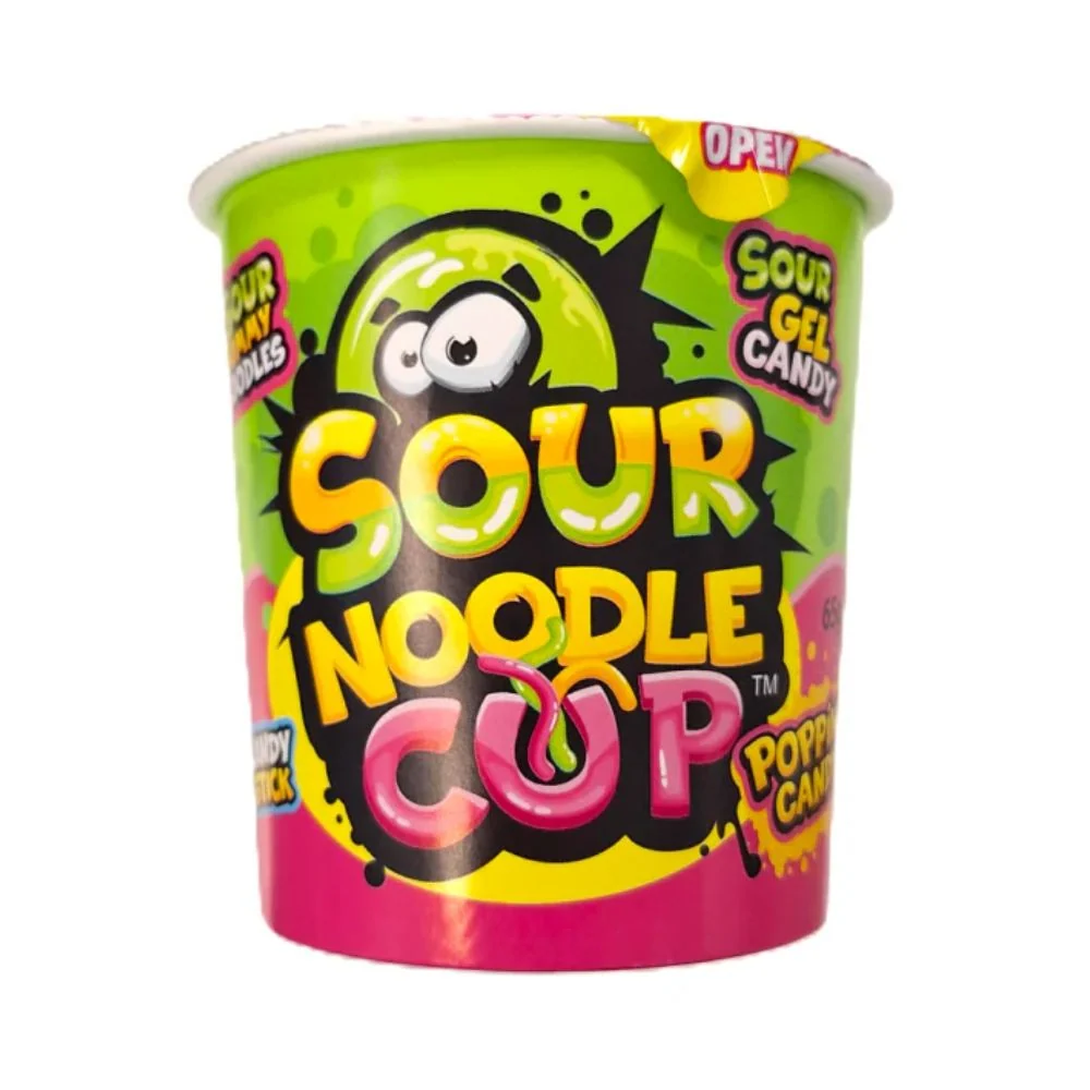 Johny Bee Candy Sour Noodle Cup, gumeni bomboni kiselog okusa u obliku rezanaca od 65g
