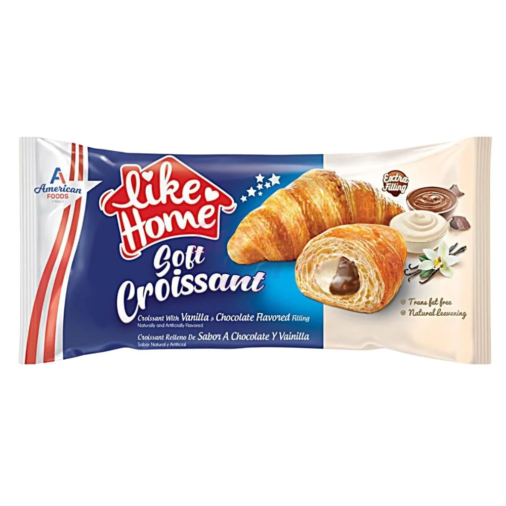 Like Home Soft Croissant Vanilla And Choco, kroasan punjen kremom s okusom vanilije i čokolade od 55g