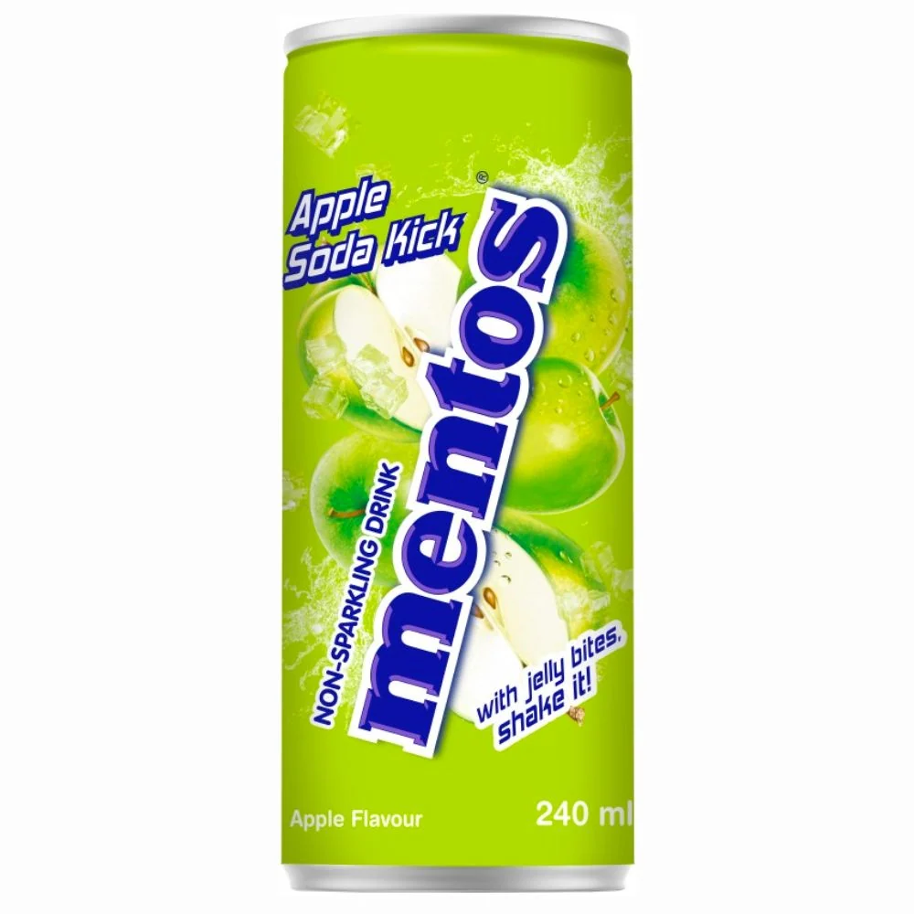 Mentos Apple Soda Kick, soft drink s okusom jabuke s komadićima kokosove žele od 240ml