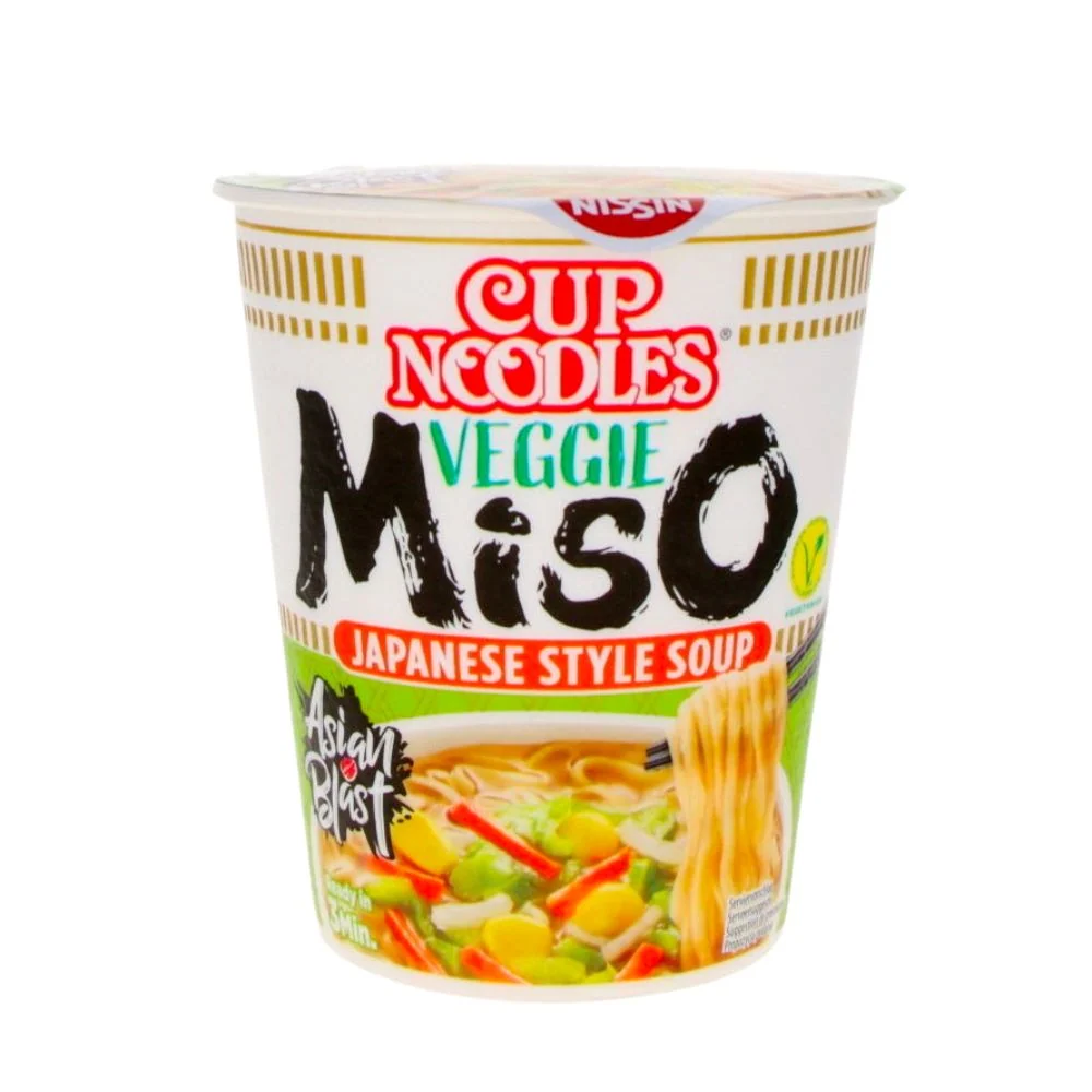 Nissin Cup Noodle Veggie Miso, rezanci s okusom misa od 67g