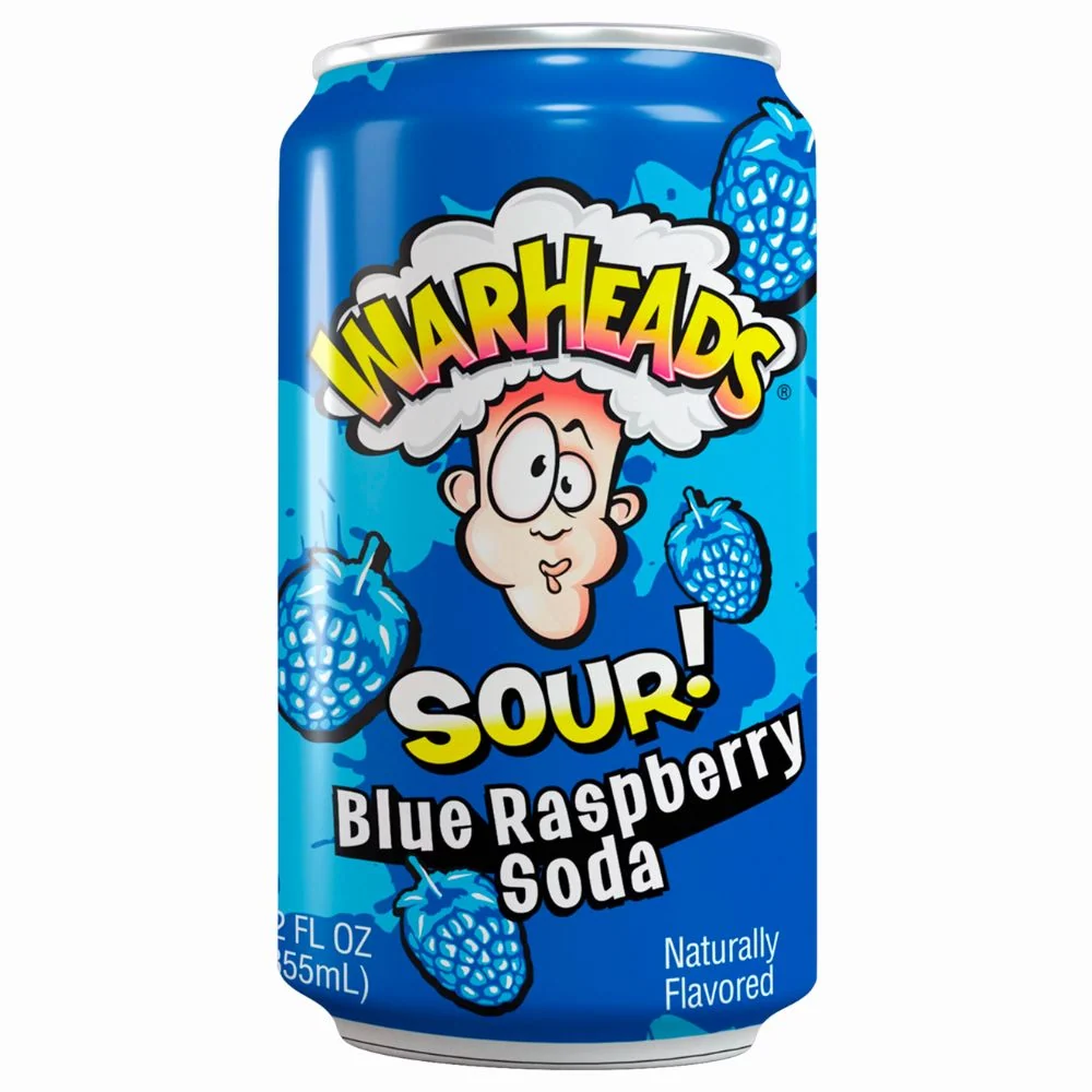 Warheads Sour Blue Raspberry Soda, piće od borovnice od 355ml
