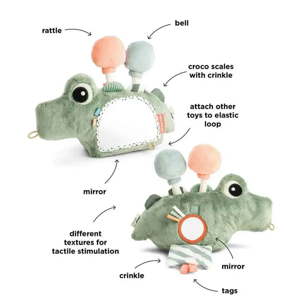 Done Deer® Senzoričko ogledalo za igru na trbuhu Croco Green