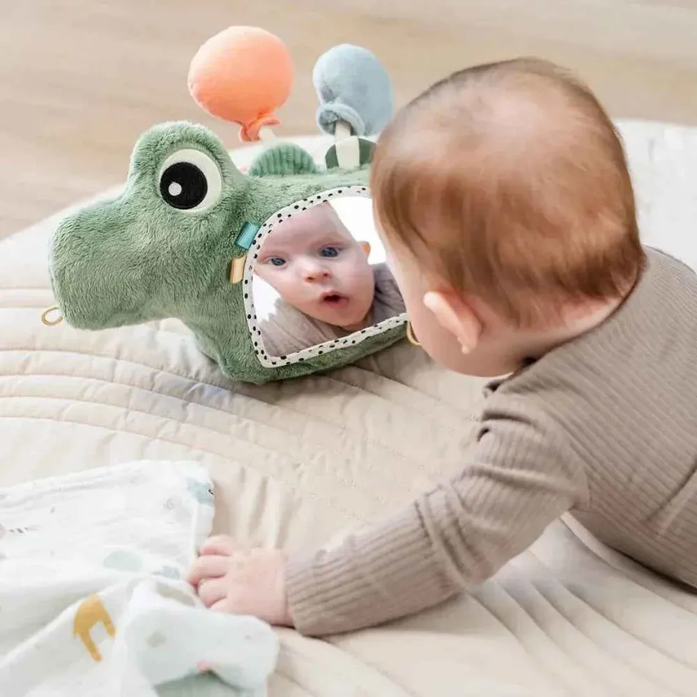 Done Deer® Senzoričko ogledalo za igru na trbuhu Croco Green
