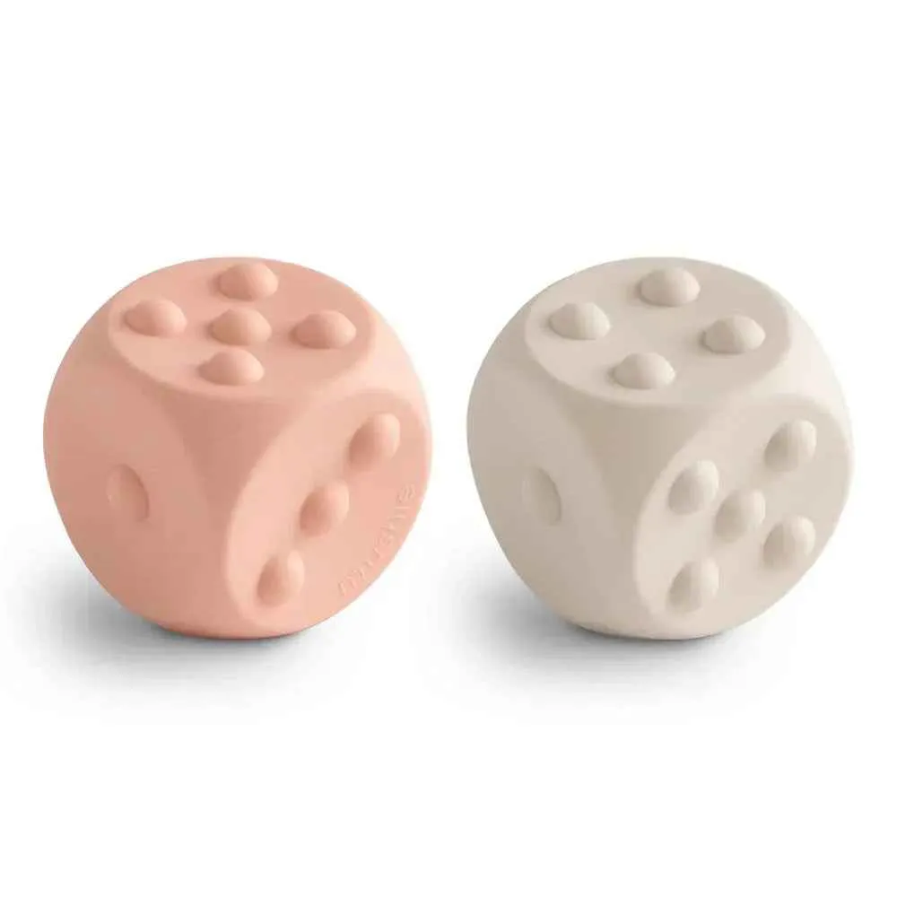 Mushie® Silikonske didaktičke kocke Blush/Shifting Sands