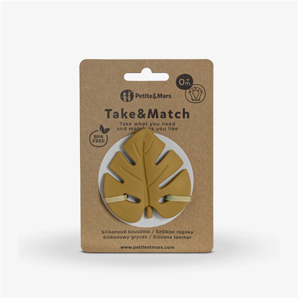 PETITE&MARS Silikonska grickalica za zube 0 m+ Take&Match, Intense Ochre