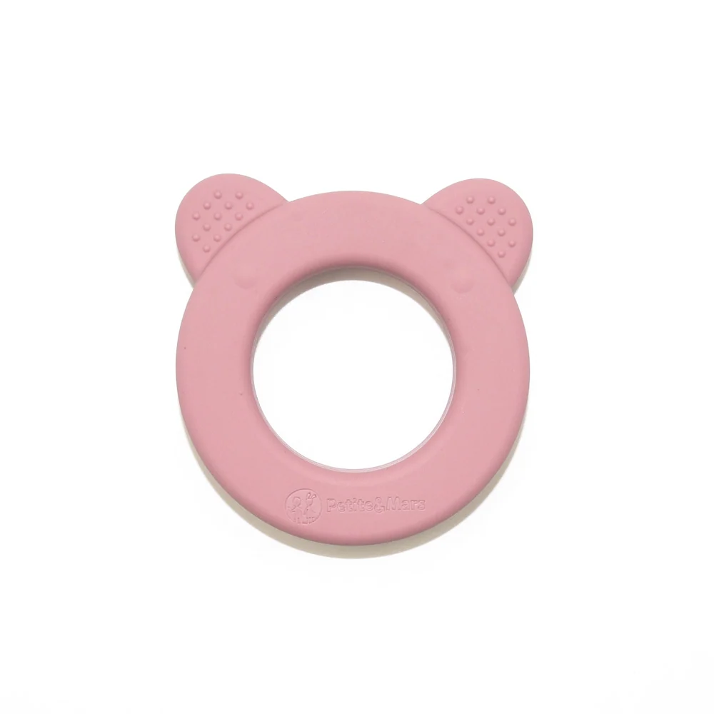 PETITE&MARS Silikonska grickalica za zube sa zvečkom Beary 0+, Dusty Rose