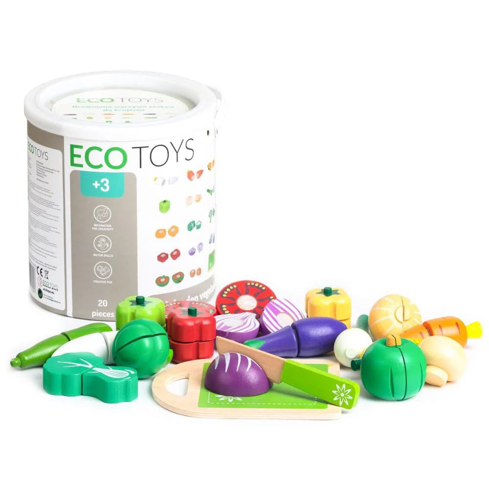 Ecotoys Drveno povrće set od 20 elemenata