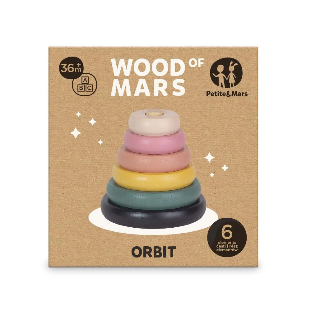 PETITE&MARS Drveni prstenovi Orbit 36 m+ Aurora Pink