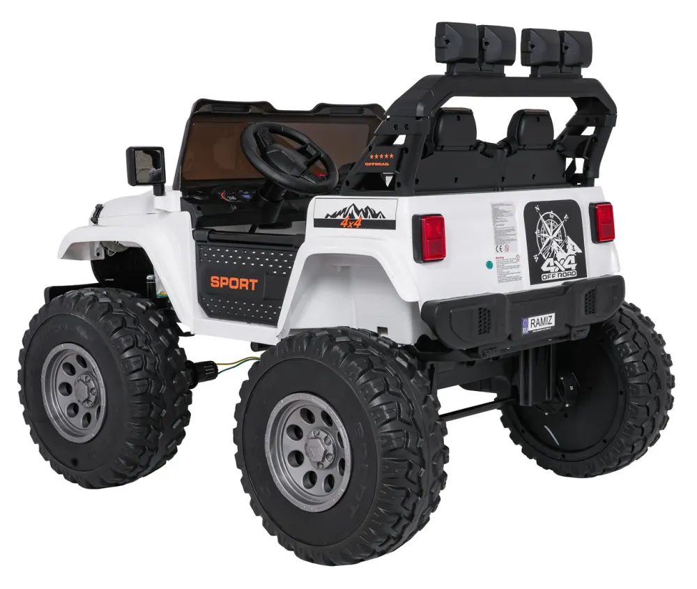 Auto na akumulator Extreme Sport 4×4 s podesivom dužinom vozila – dvosjed – bijeli