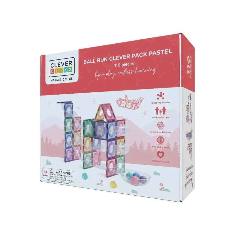 Cleverclixx® Magnetne pločice Ball Run Clever Pack Pastel 110 kom