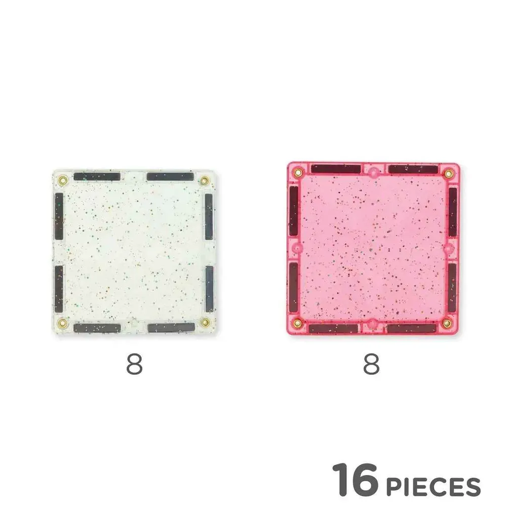 Cleverclixx® Magnetne pločice Glitter Tiles Pack Transparent Pink 16 kom