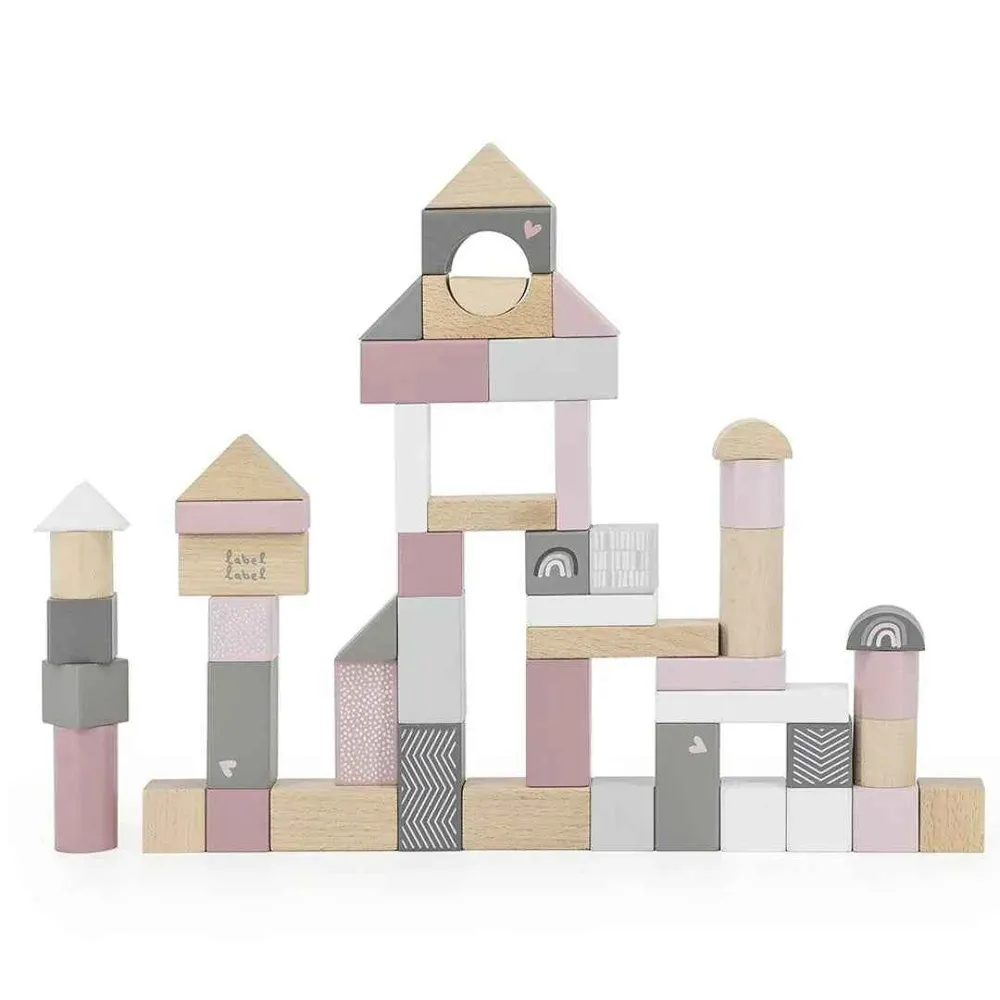 Label Label® Drvene kocke Pink 50 kom