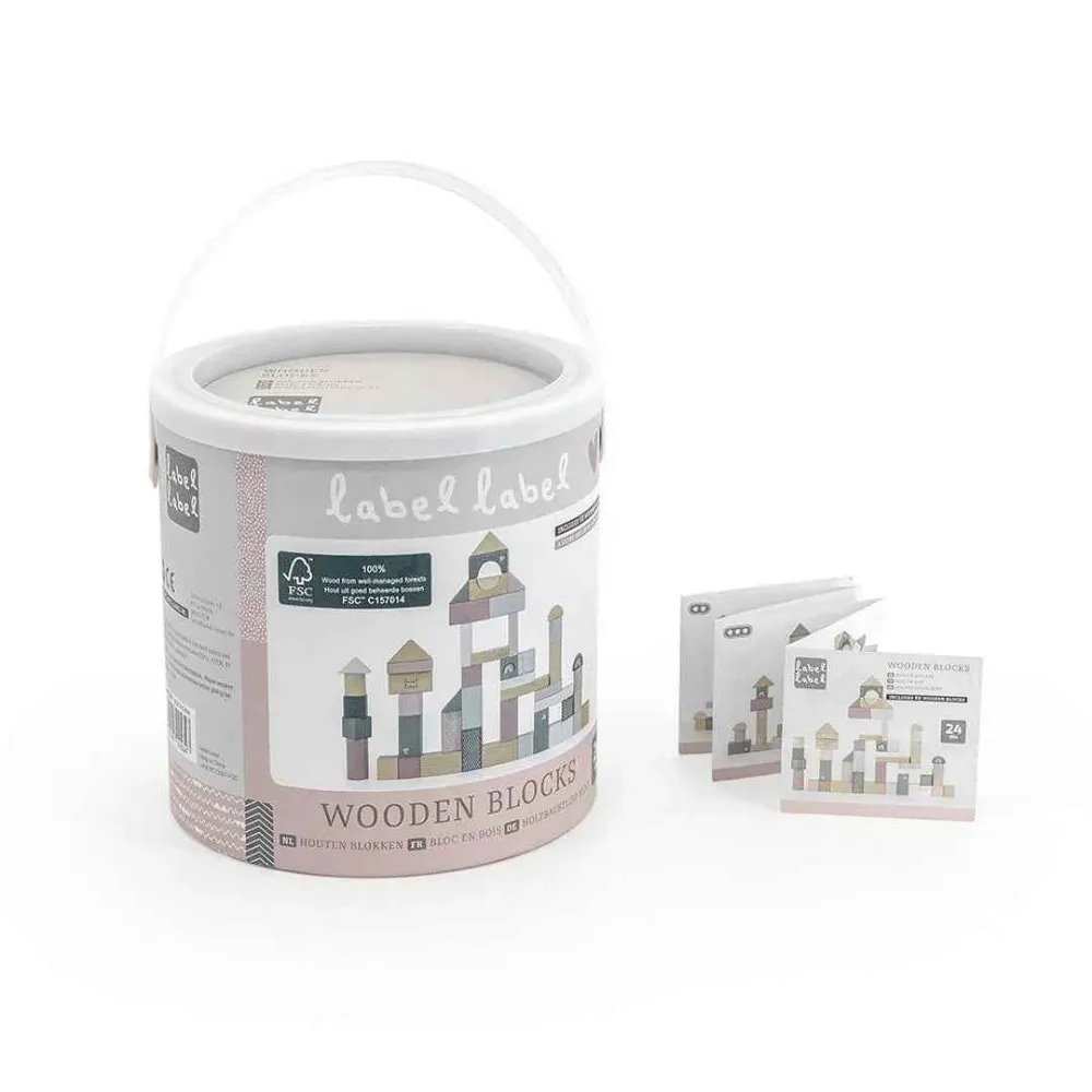 Label Label® Drvene kocke Pink 50 kom