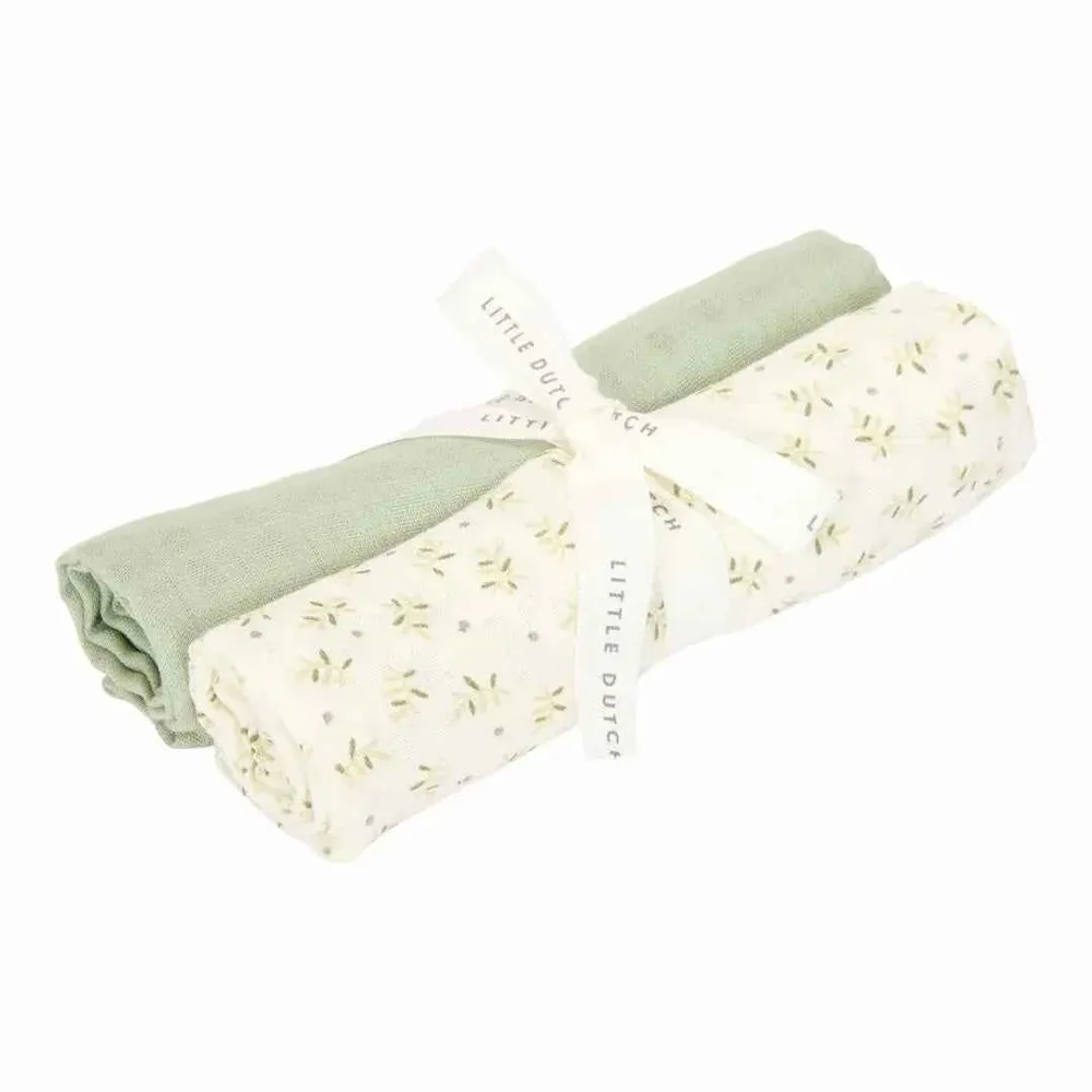 Little Dutch® Komplet 2 tetra pelene Blueberry Leaves/Sage 70x70
