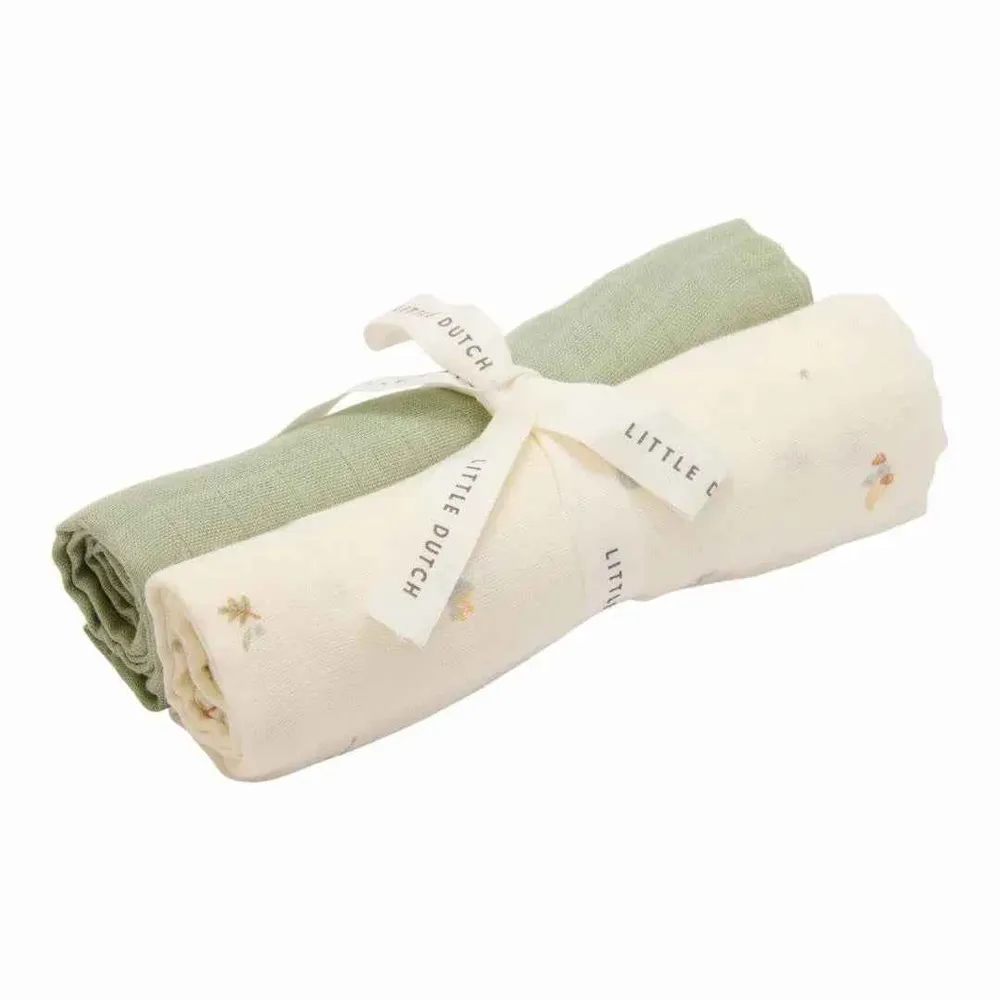 Little Dutch® Komplet 2 tetra pelene Forest Treasures/Sage 70x70