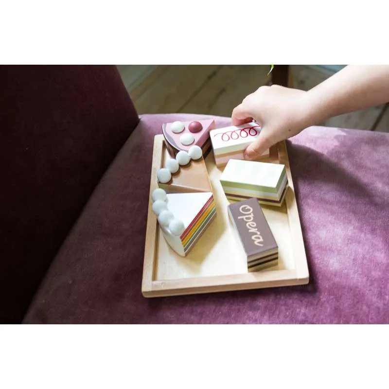 MaMaMeMo Igračka hrana u Drvet - Komadi torta na pladnju