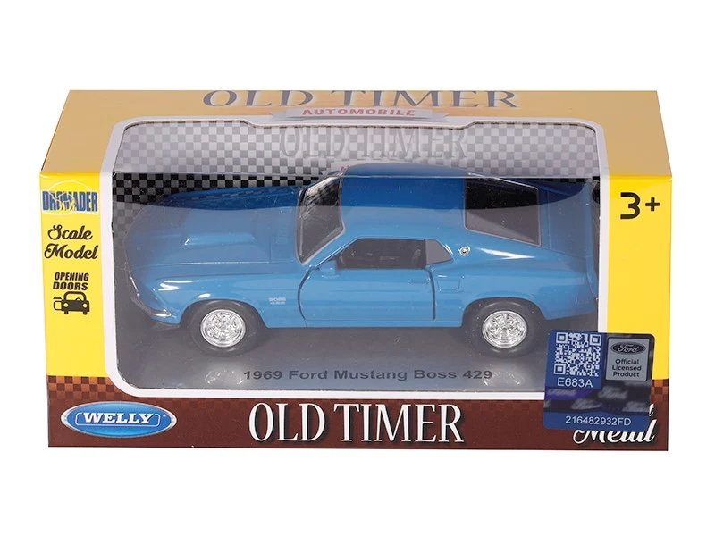 Model 1:34, 1969 FORD Mustang Boss 429, plavi (A876FMB4N)
