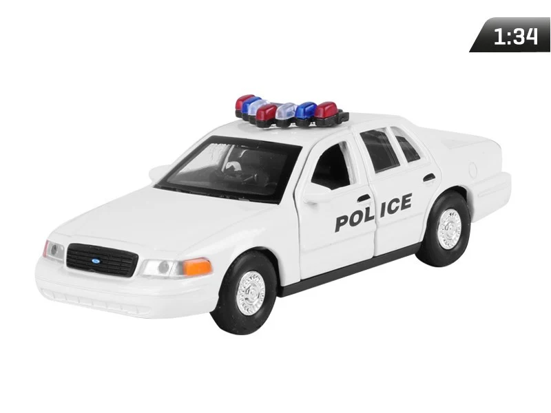 Model 1:34, 1999 FORD Crown Victoria, POLICIJA, bijela (A876FCVPB)