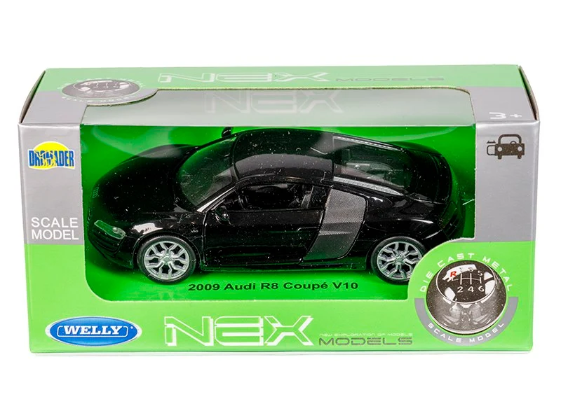 Model 1:34, 2009 Audi R8 Coupe V10, crna