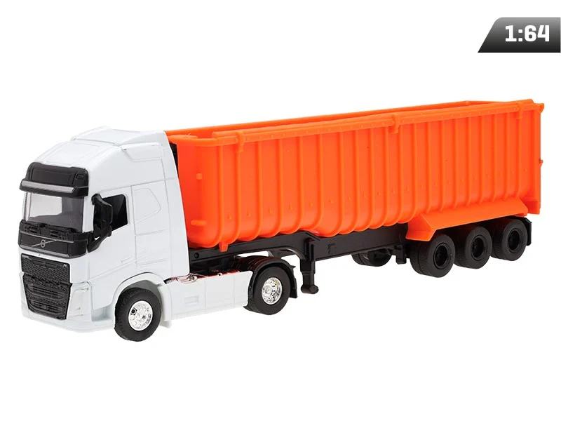 Model 1:64, VOLVO FH, bijeli tegljač, narančasti kiper