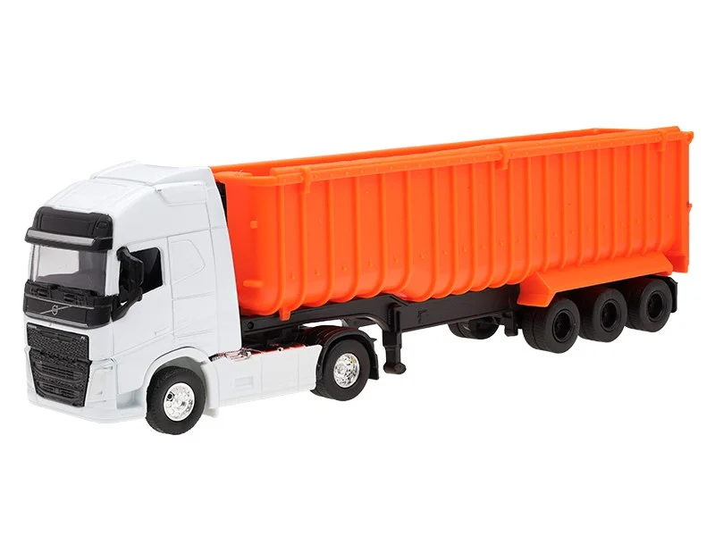 Model 1:64, VOLVO FH, bijeli tegljač, narančasti kiper
